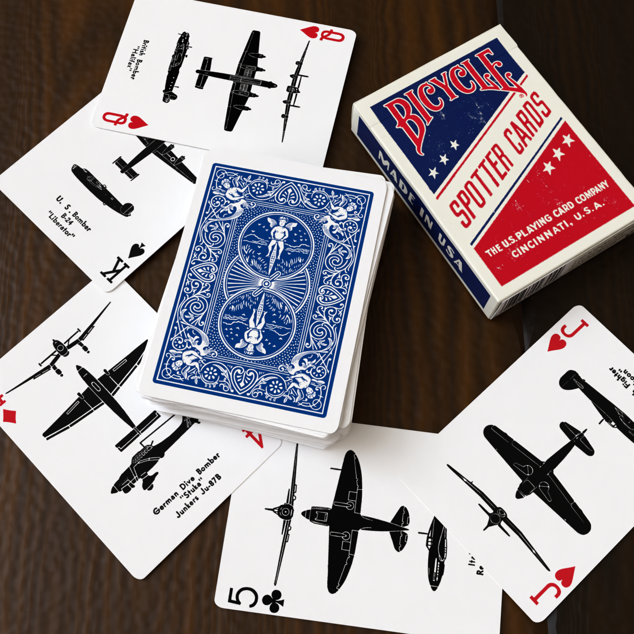 Bicycle Spotter Playing Cards, Blue - carta de instruções