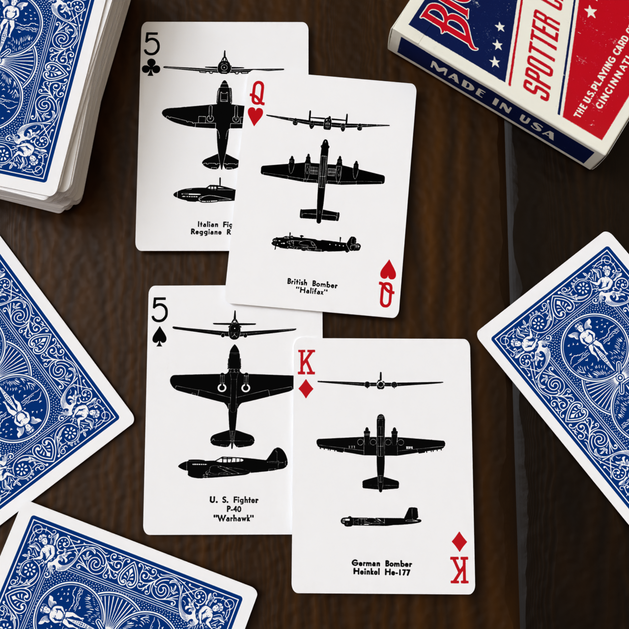 Bicycle Spotter Playing Cards, Blue - baralho aberto em leque